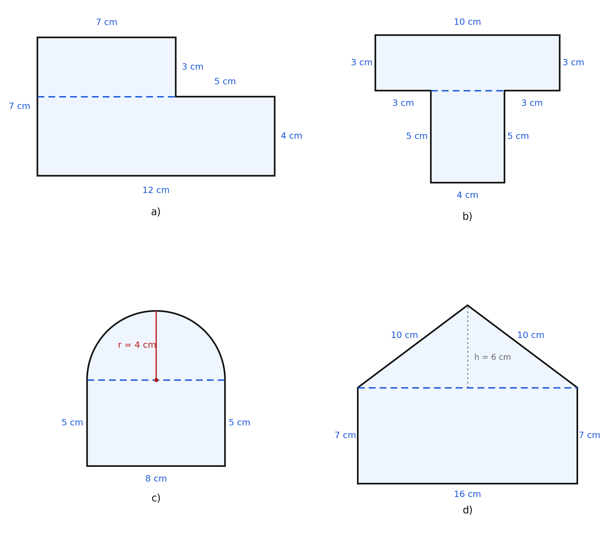 Four composite figures for perimeter practice