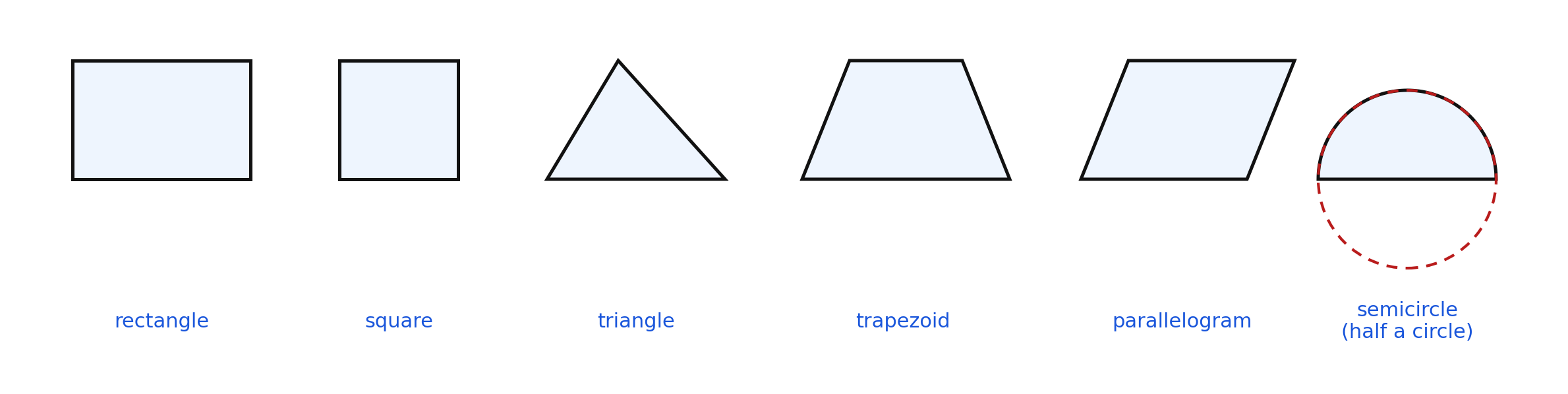 The seven shapes a composite figure may be subdivided into